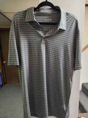 Arnold Palmer Xl Gray Striped Polo Shirt